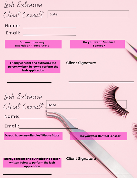 Lash Consultation Forms for clients